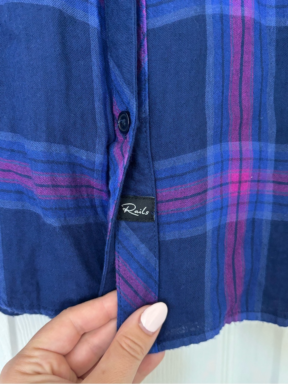 Rails Taitum Navy Ultraviolet Flannel Button Down Top - Picture 3 of 7